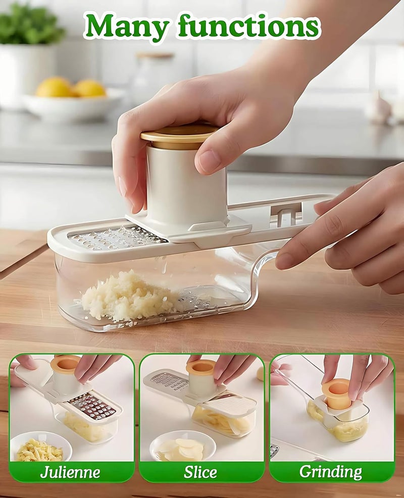 Geyynow 2PCS Small Multifunctional Garlic Grinder Hand, Mini Garlic Slicer Super Thin with Container - Image 3